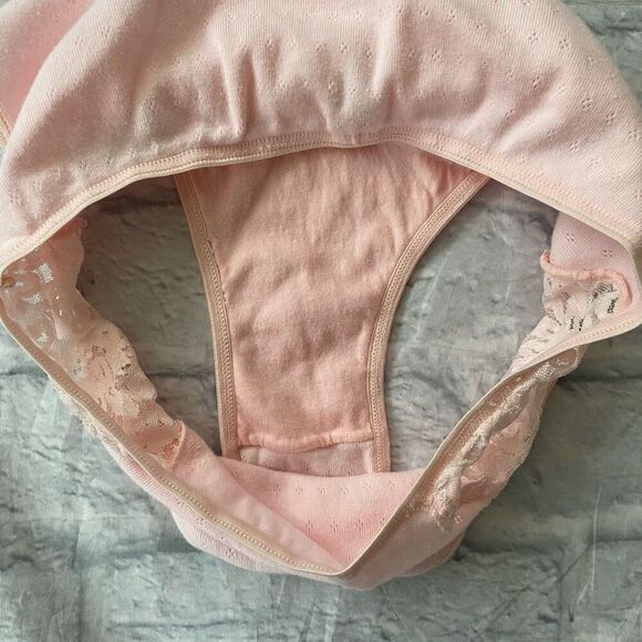 Rene Rofe Lingerie women 7/L 100% cotton 3 bundle lace trim bikini briefs - Picture 9 of 12